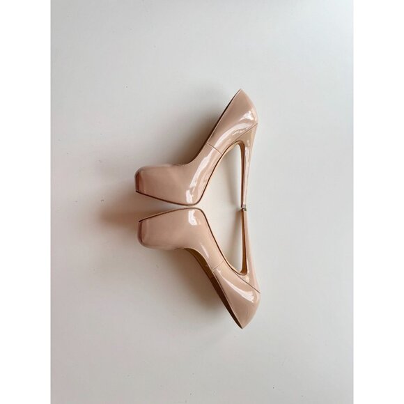 BRIAN ATWOOD Maniac 120 Nude Patent Leather Almond Toe Platform Pumps, Size 36.5 - Picture 12 of 15